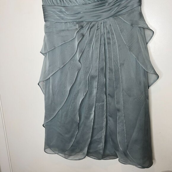 Adrianna Papell Strapless Blue Chiffon Ruffle  Dress Womes 14 - Picture 4 of 12